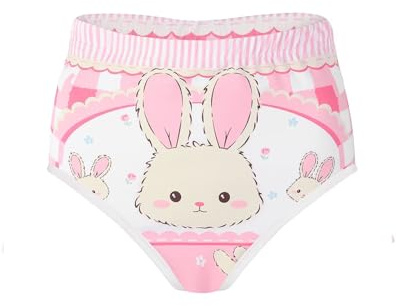 Landofgenie Damen Windelabdeckung mit Lustiges Windel-Muster Wasserdichte wiederverwendbare Windelhose für Erwachsene, Bunny, S/M
