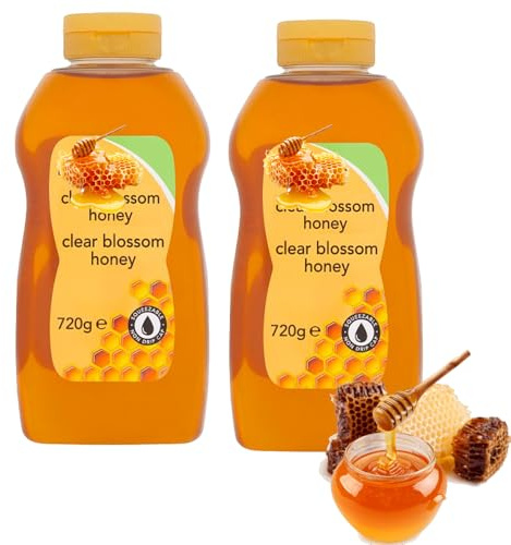 Clear Blossom Honey 720g – 2 Bottles of Pure Natural Honey - Smooth and Golden, Ideal for Cooking, Baking & Spreads - cfs