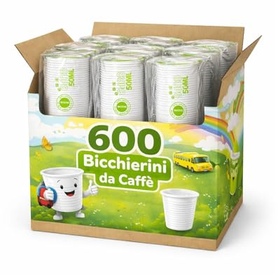 Generico 600 Bicchierini Caffè Plastica Monouso 80cc Tazzine Bianche Usa e Getta Resistenti Professionali per Espresso Corto Ristretto Ideali per Bar Distributori Automatici Ufficio Casa Feste
