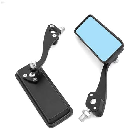 Motorradspiegel Für Cafe Racer Bobber Chopper Motorradteile Universal Schwarz Anti Glare Rechteck Lenkerhalterung Seitenrückspiegel Lenkerendenspiegel