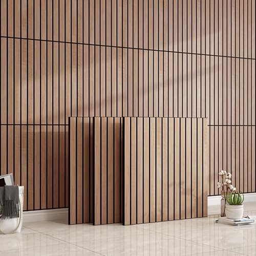 Générique Panneaux muraux à décoller et à Coller, Panneaux Auto-adhésifs à Lattes de Bois 3D de 4 mm