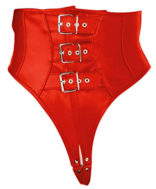 Ledapol Mieder Slip ouvert - Zuecos de piel con hebillas para mujer, color rojo, talla Talla L.