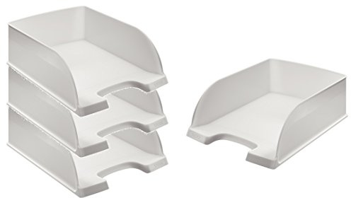 Leitz 523300 Briefkorb Jumbo Plus, A4, extra hoch, Polystrol (Briefkorb Jumbo Plus, weiß 4er Set)