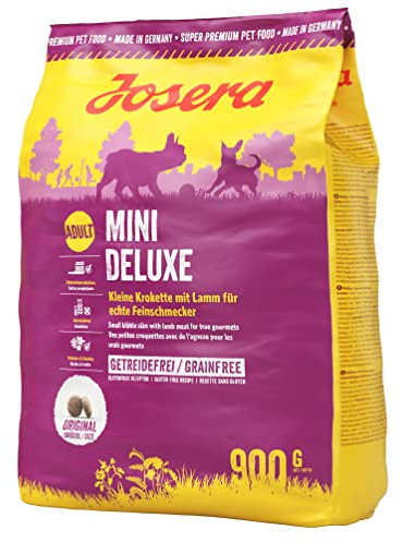 JOSERA MiniDeluxe (5 x 900 g) | Adult Mini | Premium Trockenfutter für ausgewachsene Hunde Kleiner Rassen | Lamm & Süßkartoffel | Kleine Kroketten | extraverträglich | weizenfrei | Hundefutter