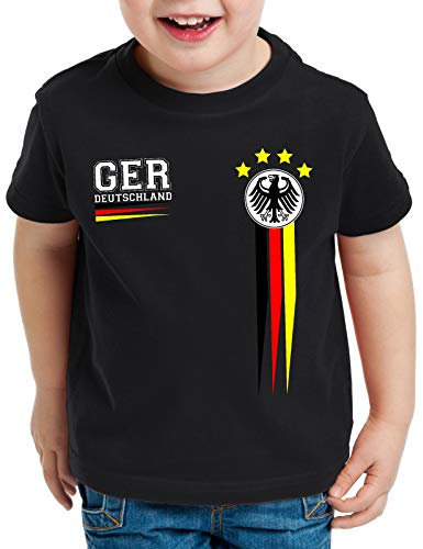 style3 Deutschland EM 2024 Kinder T-Shirt Germany Fußball Europameisterschaft Trikot Europa, Farbe:Schwarz, Größe:116