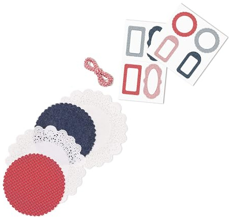 Fackelmann Set di centrini ed Etichette per Decorare barattoli e vasetti, Ideale per Conserve, marmellate, spezie, confetture, Materiale Carta e Cotone, Diverse Forme e Colori