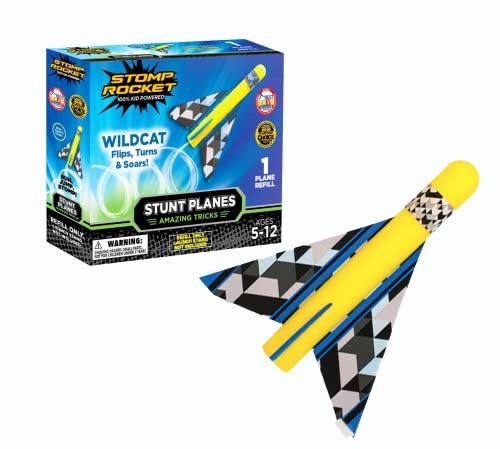 Stomp Rocket Stunt Airplane Refill, Wildcat Plane Launcher Toy for Kids - Airplane Toy Soars Over 100 Feet - Fun Outdoor Toys & Gift for Boys or Girls