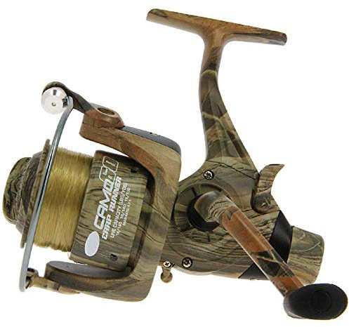 G8DS® Freilaufrolle Camo 60 mit 12lb Schnur 3Kugellager mit Ersatzspule Karpfen Angeln Schnur