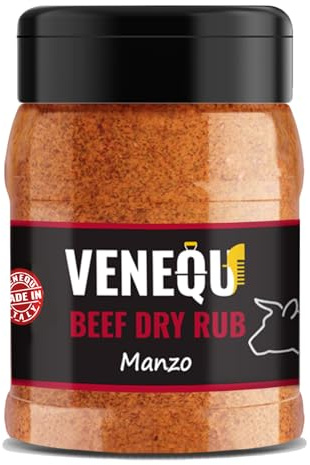 VENEQU BBQ BEEF DRY RUB 150 gr | BBQ DRY RUB MANZO 150gr | Mix di spezie per Barbecue ideale per Bistecche, Beef Ribs, Carolina Style Brisket, Hamburger | Ricetta originale Made in Italy