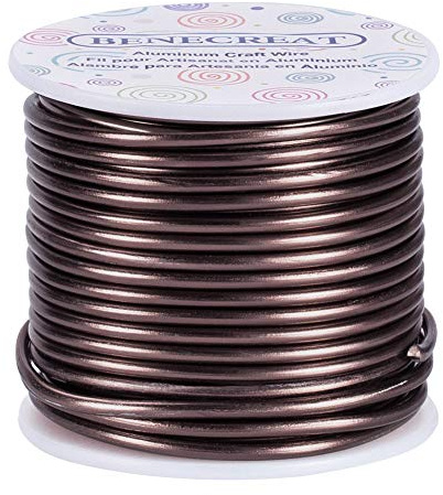 BENECREAT 9 Gauge/3mm Brown Jewelry Craft Wire 17m Anlaufbeständiger biegsamer Aluminium Sculpting Metalldraht für Schmuck Craft Perlenarbeiten