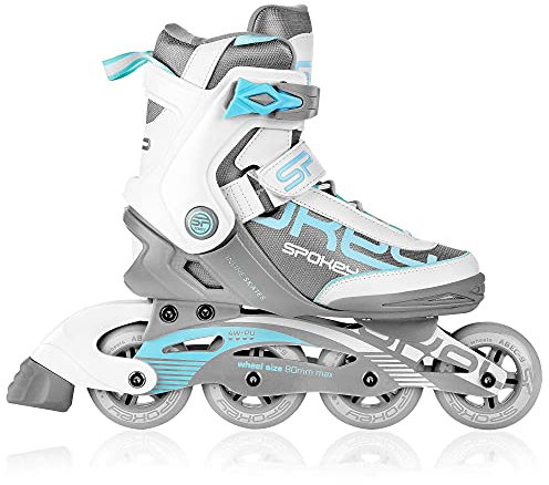 SPOKEY Prime PRO Inline Skates für Erwachsene bis max. Gewicht 100 kg| Alu-Schienen, Kugellager ABEC-9 Carbon, PU Rolle 82 A, Rollengröße: Ø 80 mm, anatomische Innensohle, Heelock