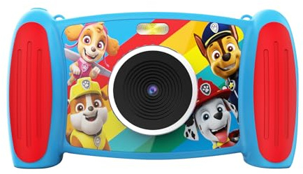 Accutime PAWC3018 Interaktive Kinderkamera Paw Patrol, 5MP Foto, 1080p Videoauflösung, 4-fach Zoom, 5 lustige Filter & Special Effekts, 4 Coole Spiele, 2in1 Bildschirm, mit Micro SD Karte, Blau