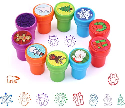 Selbstfärbend Stempel,10 Stück Stempelset Weihnachten, Selbstfärbende Stempel,für Spiel Spaß Hobby,Weihnachten