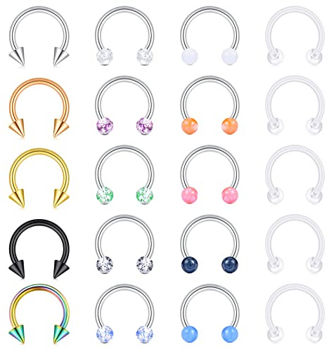 incaton 16G Septum Rings Piercing Surgical Stainless Steel Cartilage Helix Tragus Earring Hoop Lip Horseshoe Retainer Piercing Jewellery