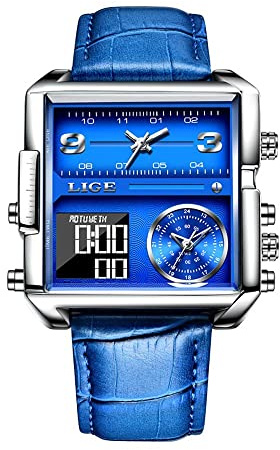 FENKOO Herren Militäruhr Elektronische Quarzuhr Mit Zwei Displays Wasserdicht Zeiger Digital Multifunktion Sportuhr