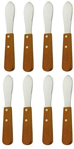 ZAANU Buttermesser aus Edelstahl mit gerader Kante und Holzgriff, 8er/48er-Set