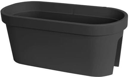 Pot de fleurs, pour balustrade de balcon, 60 cm, noir, avec 4 supports et 2 trous de drainage, pour balustrade de balcon