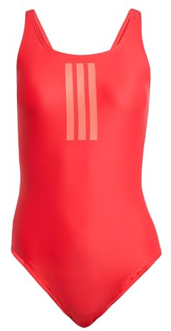 adidas Donna 3 Stripes V-Back Swimsuit, Pure Ruby/Lucid Red, 40