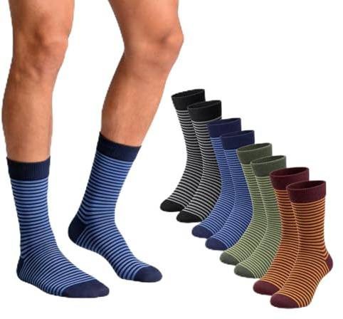 LEON D'ORO Calze uomo COTONE corte Calzini LEGGERI in FILO DI SCOZIA pois righe fantasia MADE IN ITALY (IT, Numero, 40, 45, Regular, Regular, ASSORTITO STRIPE 4 paia)