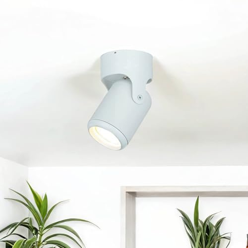 Licht-Erlebnisse Deckenspot Weiß GU10 Ø 76 mm H: 128 mm klein schwenkbar Aufputz Aufbaustrahler Decke Wohnzimmer Deckenlampe Küche
