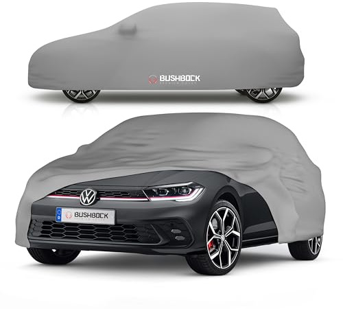 BUSHBOCK® Premium Autoabdeckung Indoor - (Silbergrau, S) | Extra dickes samtweiches Car Cover für Innenräume. Staubschutz in Perfektion. Besonders lackschonende Autoplane – Abdeckplane