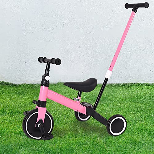 OHMG Kinderkraft 3-in-1-Fahrrad, mitwachsend, Laufrad, skalierbar, Babykinderwagen, Trike Baby, mitwachsend, mit abnehmbaren Pedalen (4 in 1)