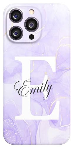 Personalised Phone Case For Apple iPhone 17, 16, 16e, 15, 14, Pro, Max, 13, 12, 11, X, XS, XR, SE, 8, 7, 6, 5, Fully Printed 3D Customized Marble Text Cover, Custom Name TPU Silicon Cases (Purple)