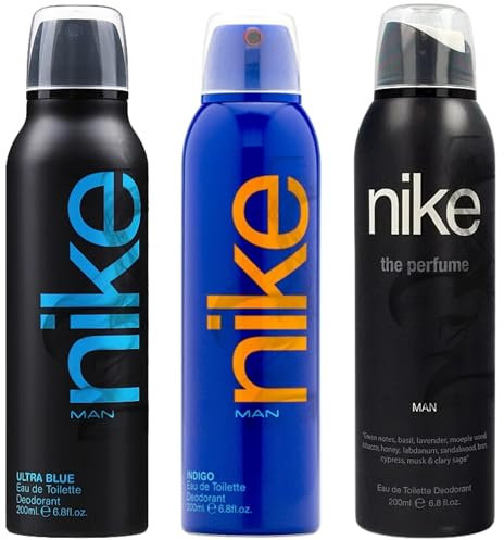 Mens Deodorant Spray Bundle - 3 Pack (200ml each) Including Body Spray Men, Long-Lasting Discreet Freshness with The Perfume Man, Ultra Blue, and Indigo Fragrance, Anti-White & Yellow Stains