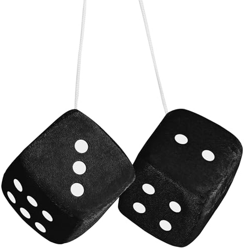 Xrten Fuzzy Dice Würfel Auto Hängend Autospiegel Schwarzer Plüschwürfel Auto-Anhänger Retro Zubehör Plüschwürfel Für Auto-Innenraum-Dekoration Innenwand Kühlschrank Oberfläche