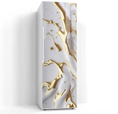 DEQORI Magnetfolie für Kühlschrank 60x180 cm | Motiv Goldene Fließkraft | dekorative Magnetmatte Gefrierschrank Schutz | Magnet Deko-Folie selbstklebend, magnetisch & beschreibbar