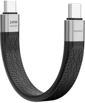 aceyoon 240W USB C auf USB C Kabel Kurz, 40Gbps USB4.0 PD3.1 Schnellladekabel USB C mit E-marker Chip unterstützt 8K@60Hz Video Display Flachdaten für Thunderbolt 4/3, für Handy Tablet Laptop (14cm)
