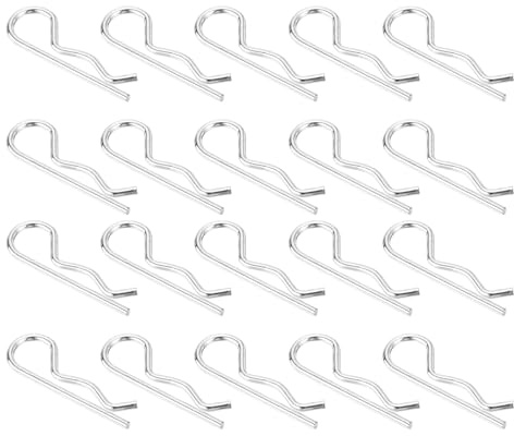 sourcing map 50 Stück 4 mm x 75 mm verzinkter Karbonstahl R-förmige Federspinte R-Clips Splinte Federverschluss für Haushaltsgeräte, Sportgeräte, Automechaniker-Reparatur (weiß)