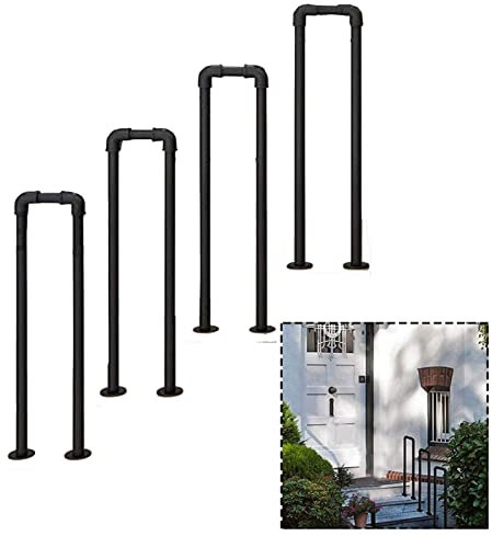 Handlauf Geländer Schwarzer Übergangshandlauf aus Metall für die Veranda, Sicherheitshandlauf, Stützstange für Treppengeländer aus Schmiedeeisen für Terrassenbeläge im Außenbereich, Garten, Terrasse,