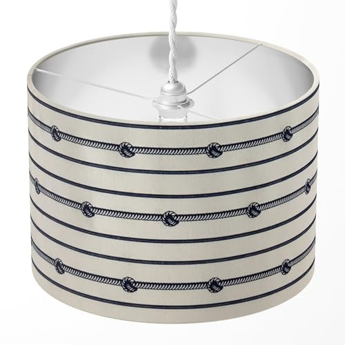 Nautical Lampshade, Blue and White Stripe Lampshade, Marine Lampshade, Navy Ship Boat Sea Ocean Seaside Rope Knot Harbour Children Kids Nursery Boys Room Table Floor Lamp Ceiling Pendant Lampshade