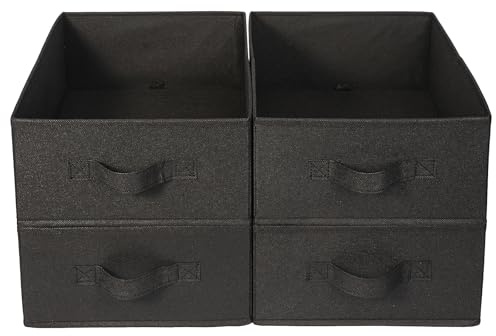JAKAGO Faltbare Aufbewahrungsboxen 4 Stück, hochwertiger Stoff, Kleiderschubladen Organizer 39 x 29 x 14 cm Kleiderschrank Aufbewahrungs Organizer (Schwarz)