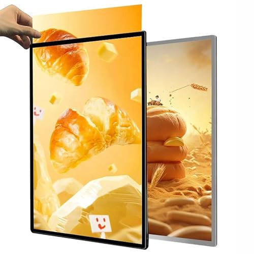 Caja de luz publicitaria LED,marco de exhibición publicitario montado en la pared, exhibición de carteles iluminados de vidrio templado ultrafino,tablero de menú de restaurantes,for restaurantes,bares