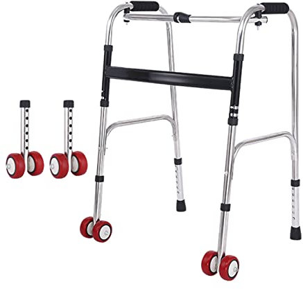 WDWDW Gehgestelle für Behinderte, höhenverstellbarer Gehwagen mit Rädern, zusammenklappbar, leichtes Aluminium-Gehgestell für ältere Eltern, Großeltern, behinderte und verletzte Personen