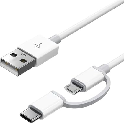 USB Charger Cable for Kindle Paperwhite Fire Tablet eReaders Samsung | White 1m Micro USB to USB-C Fast Charging Cable for Galaxy Android Phones
