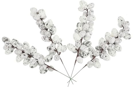 Garneck 4pcs Realistic Easter Egg Skewers Easter Branch Decors Egg Adornment Artificial Ornament Party Supplies