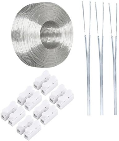 COMVASTARS Prolunga Elettrica,Cavo di prolunga Elettrico Trasparente con Spina,cavo piatto pvc di prolunga,Cavo di Prolunga Piatto, Trasparente per Lanterne LED e Esterni. (10)