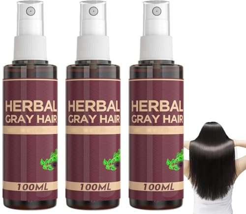 Spray per capelli grigi a base di erbe, restauratore naturale del colore dei capelli, inversione graduale dei capelli grigi per uomini e donne, formula a base vegetale (3 PCS)