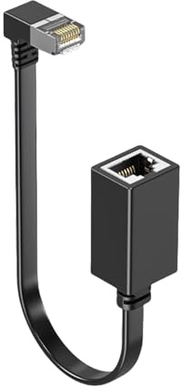 Navna Cavo di prolunga per rete Cat7, 10 Gbps, 90 gradi verso il basso, RJ45, da maschio a femmina, schermato, cavo di prolunga