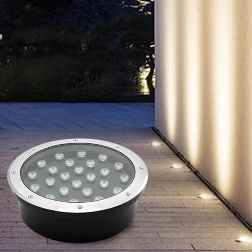 Lámpara de paisaje redonda de bajo voltaje para exteriores, empotrada en el suelo, impermeable, IP66, LED, 12/24 V CA, para caminos, entradas, terrazas y jardines.