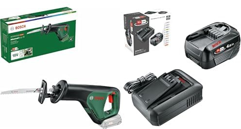 Bosch scie sabre sans fil AdvancedRecip 18(sans batterie) + Bosch batterie et chargeur rapide Starter Set 18V(1 batterie Lithium-Ion 4,0 Ah ; 1 chargeur rapide ; alliance POWER FOR ALL 18V)