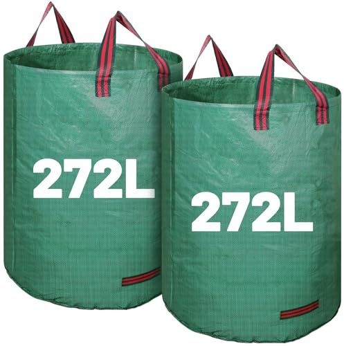 2 Pack 272L Large Garden Bag Leaf Collector, Heavy Duty Yard Waste Bags, Reusable Green Lawn Care Equipment for Collecting Grass, Leaves, Debris