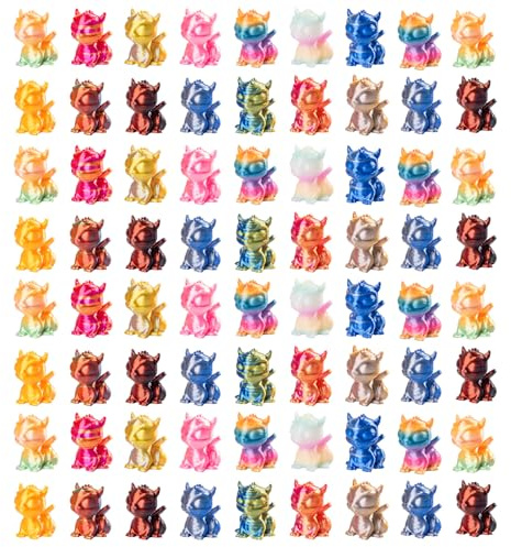 Teenzee 100pcs Mini 3D Printed Animals Tiny Dragon Plastics Figures Miniature Little Small Animals Figurines Bulk for Micro Fairy Garden Landscape Accessories Hide Crafts Decor Aquarium