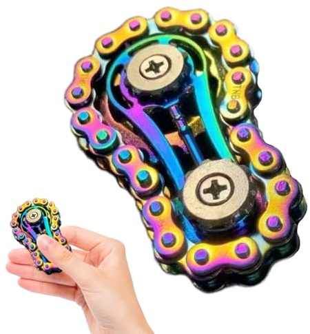 VEOIRXU Metall Fidget Spielzeug Fidget Chain Fahrradkette Fidget Spielzeug mit 2 Gängen Montage-Fidget-Spinner-Ring-Spielzeug für Kinder Erwachsene Geschenk zum Angst Relief Stressabbau (Farbe)