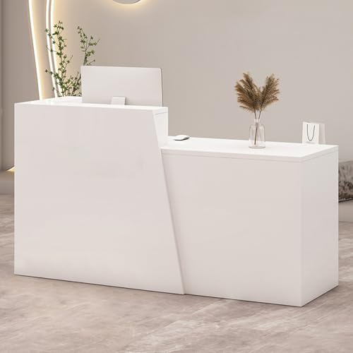 ZRBDDEF Mostrador de Recepción con Cajón y Estantes – Banco de Recepción Moderno con Amplio Almacenamiento, Escritorio para Oficina, Tienda, Salón de Belleza o Cafetería