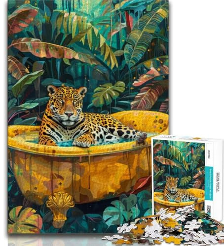 Puzzle für Erwachsene, 1000 Teile, Leopard in der Badewanne, Spielzeug zum Stressabbau, stärkt die Liebe zwischen Paaren, für Kinder ab 14 Jahren, 38x26cm