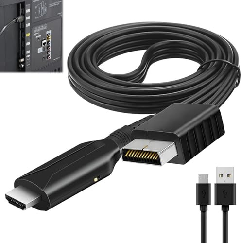 Menibeuty Adaptador PS1/PS2 a HDMI, 100 cm/39.3in Plug and Play Adaptador ps2 hdmi Convertidor de Video Audio HD de Interfaz Multimedia, Cable de PS1/PS2 a HDMI para Consolas de Juego HDTV Gaming